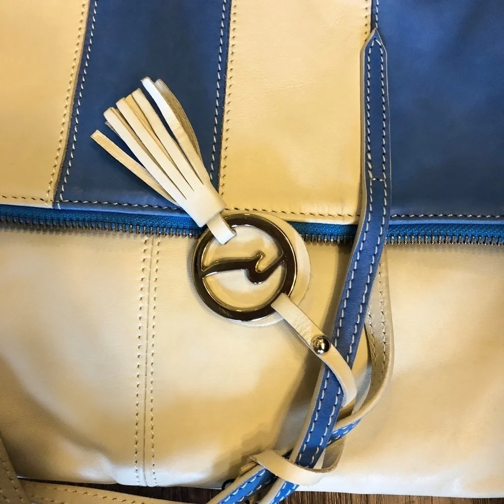 Varriale Leather Handbag Crossbody Bag Blue Ivory